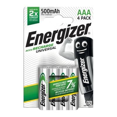 Energizer 4 Piles Rechargeales HR03 / AAA 500mAh, 4  piles