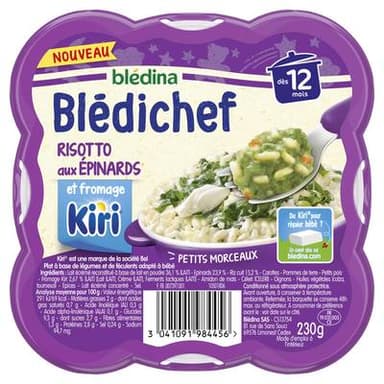 Blédina - Blédi'chef Risotto aux Epinards et fromage Kiri Assiette Bébé Dès 12 mois, 230g
