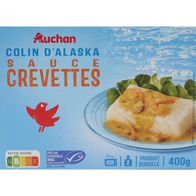 Auchan Colin d'Alaska sans arête sauce à la crevette MSC, 400g