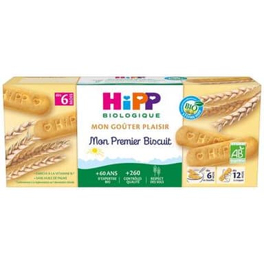 Hipp - Mon Goûter Plaisir Mon Premier Biscuit Bio Bébé Dès 6 mois, 180g