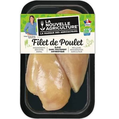 La Nouvelle Agriculture Filets de Poulet Jaune Bleu Blanc Coeur, 2x130g