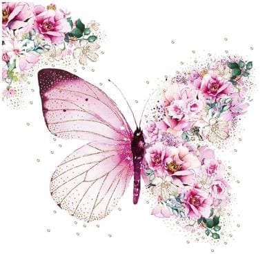Paperproducts Design Serviettes en papiers Butterfly Flowers, 20 serviettes