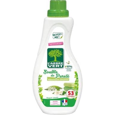 L'arbre Vert Adoucissant concentré écologique souffle de pureté muguet et jasmin 53 lavages, 800ml