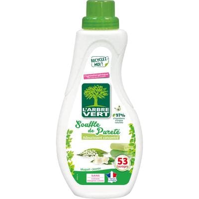 L'arbre Vert Adoucissant concentré écologique souffle de pureté muguet et jasmin 53 lavages, 800ml