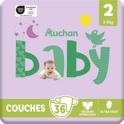 Auchan Baby Couches taille 2 (3-6kg), 36 couches