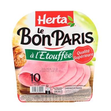 Herta Jambon Cuit à l'Etouffée Le Bon Paris, 10 tranches - 425g