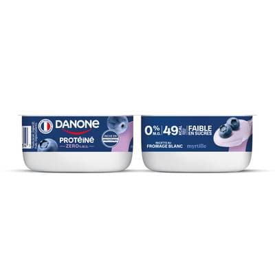 Danone Fromage Blanc Protéiné 0% Myrtille, 4x100g