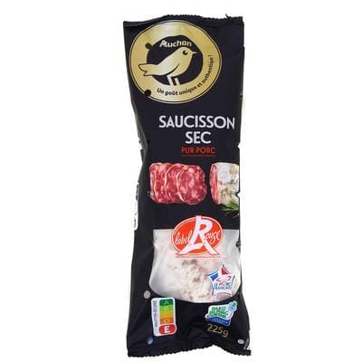 Auchan Mmm! Saucisson Sec Label Rouge, 225g