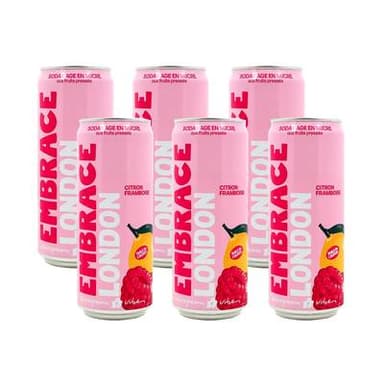 Embrace LONDON, Boisson Pétillante Citron Framboise, Lot de 6x33cl