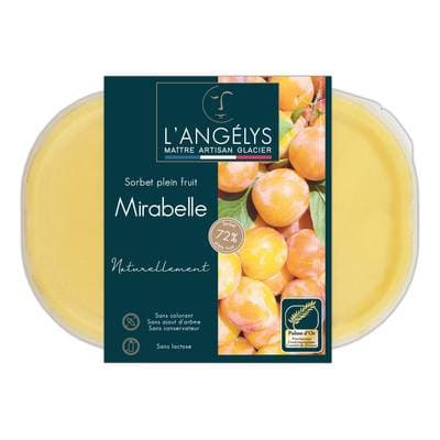 L'Angelys Sorbet artisanal Mirabelle 72% Fruits, 500g