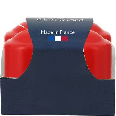 Ambiances Devineau Bougies rouges cylindriques, 4 bougies
