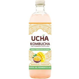 UCHA Kombucha Thé fermenté pétillant à la mangue passion bio, 75cl