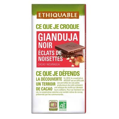 3760278863857 - Ethiquable - Commerce Equitable - Chocolat Noir Gianduja aux éclats de Noisettes Bio du Nicaragua