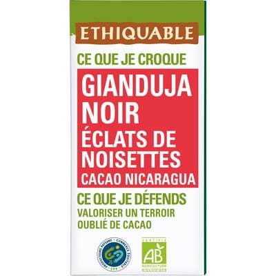 Ethiquable - Commerce Equitable Chocolat Noir Gianduja aux éclats de Noisettes Bio du Nicaragua, 100g