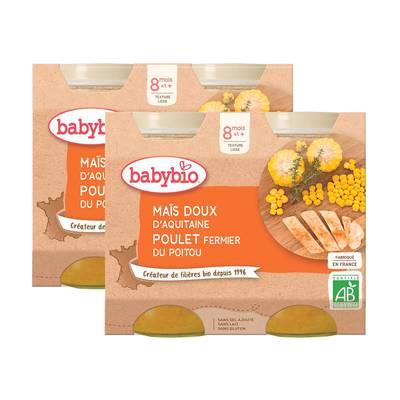 Babybio - Maïs doux, Poulet fermier du Poitou Bio Pots Bébé Dès 8 mois