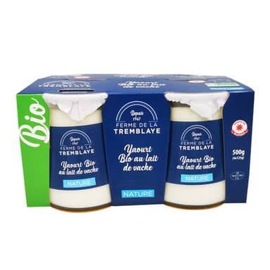 La Ferme de la Tremblaye Yaourt fermier nature bio, 4x125g