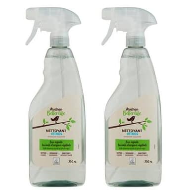 Auchan Better Life Spray nettoyant vitres, Lot de 2x750ml