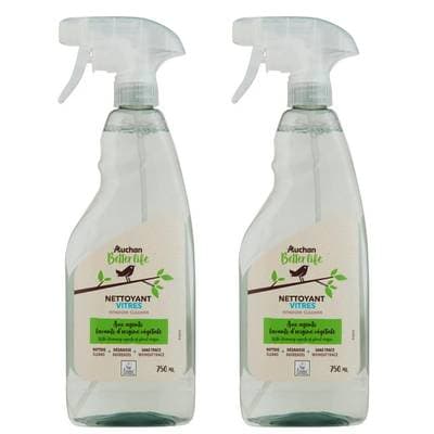Auchan Better Life Spray nettoyant vitres, Lot de 2x750ml