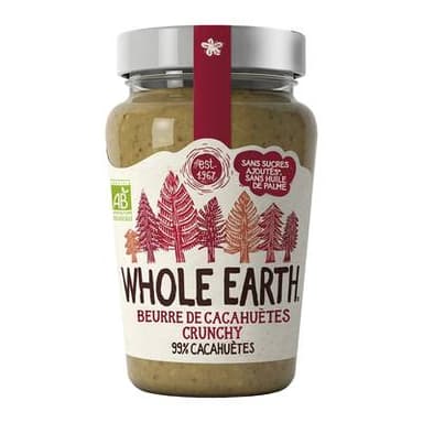 Whole Earth Beurre de cacahuète crunchy Bio, 340g