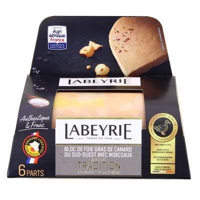 Labeyrie Bloc de Foie Gras de Canard avec Morceaux, 6 parts - 200g