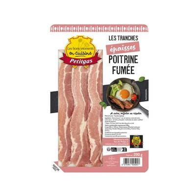 Petitgas Poitrine fumée en tranches épaisses, 200g