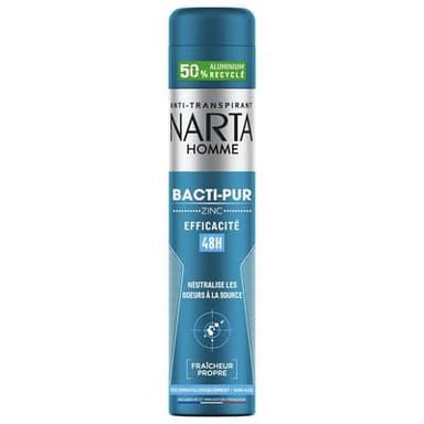 Narta Homme Déodorant Homme Bacti-Pur au Zinc 48H, 200ml