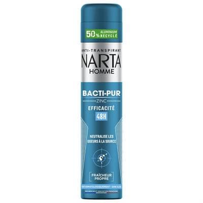Narta Homme Déodorant Homme Bacti-Pur au Zinc 48H, 200ml