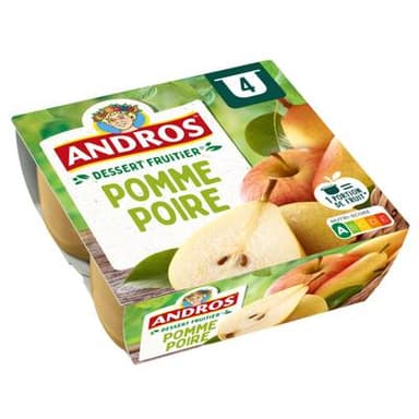 Andros Compote Pomme Poire, 4x100g