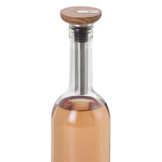 Adhoc Pompe de mise sous-vide en chêne et inox pour bouteille de vin, 1 pompe