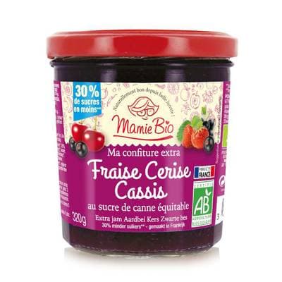 Mamie Bio Confiture fraise cerise cassis bio, 320g
