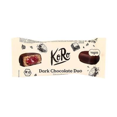 Koro Duo Chocolat Noir à la Fraise Bio, 2x20g