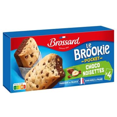 Brossard Le Brookie Pocket Cookies au chocolat sur brownie saveur noisette, 184g
