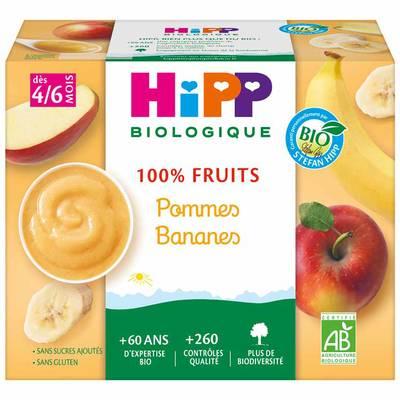 Hipp - 100% Fruits - Pommes Bananes Bio Coupelle Bébé Dès 4/6 mois