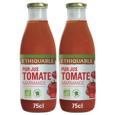 Ethiquable - Commerce Equitable Pur jus de Tomate Bio de Marmande, Lot de 2x75cl