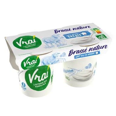 Vrai Yaourt Brebis bio brassé nature, 2x115g