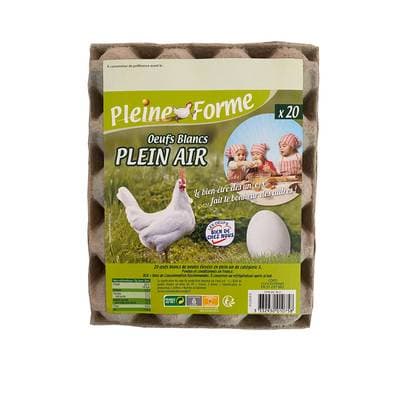 Pleine Forme Oeufs Blancs Plein Air, 20 oeufs