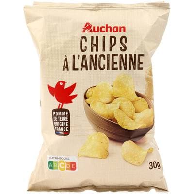 Auchan Chips à l'ancienne en sachets individuels, 6x30g