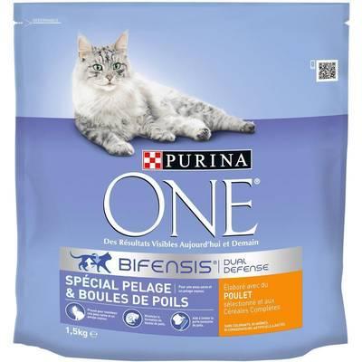 7613034560858 - Purina - One - Croquettes au Poulet pour chat spécial pelage et boules de poils
