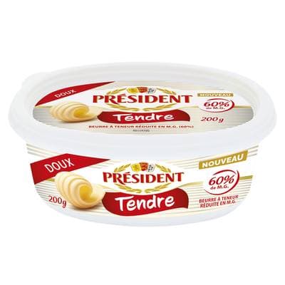 Président Beurrier tendre doux 60%mg, 200g
