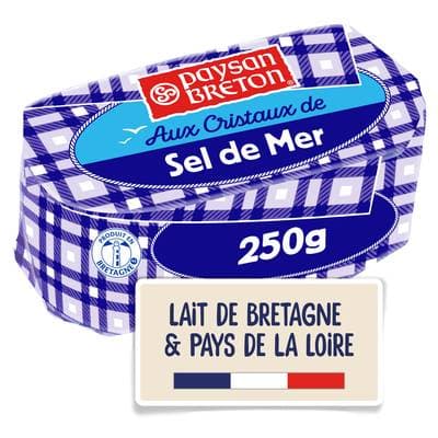 Paysan Breton Beurre moulé demi sel avec cristaux de sel, 250g