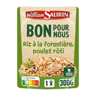 William Saurin Riz à la forestière, poulet rôti - Bon pour nous en sachet micro-ondable, 300g