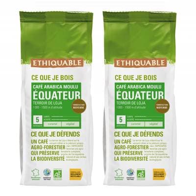 Ethiquable - Commerce Equitable Café moulu Arabica Bio d'Equateur, Lot de 2x250g