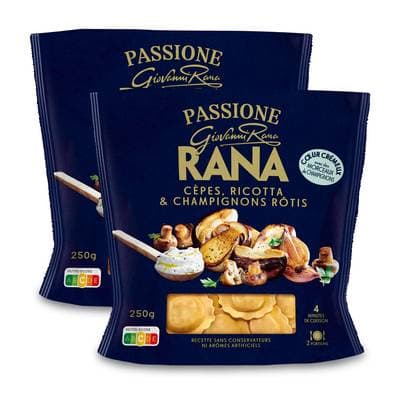 Giovanni Rana Raviolis Frais Cèpes, Ricotta et Champignons Rôtis, Lot de 2x250g