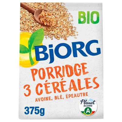 Bjorg Porridge 3 céréales Avoine Seigle Epeautre bio, 375g
