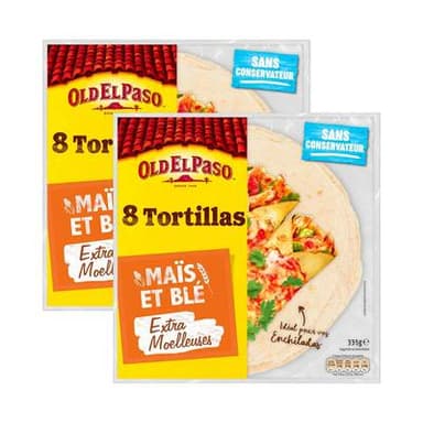 Old el Paso 8 Galettes tortillas maïs et blé, Lot de 2x300g