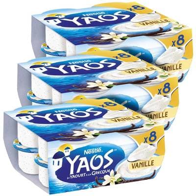 Yaos Yaourt à la Grecque Vanille, Lot de 3 - 8x125g