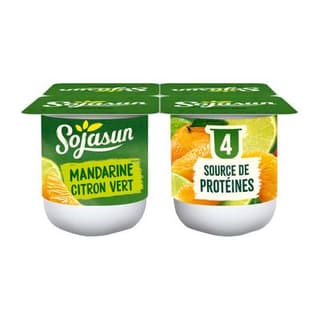Sojasun Spécialité Soja mandarine citron vert, 4x100g