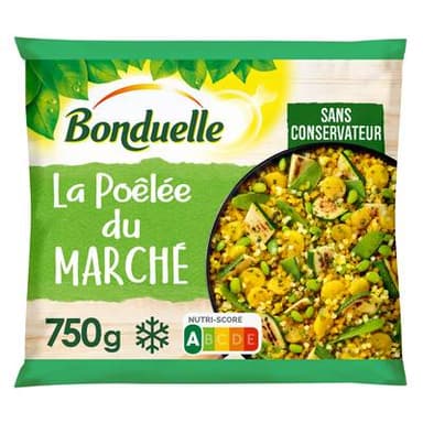 Bonduelle Poêlée du Marché- Dés de brocolis et carottes jaunes, courgettes grillées, carottes, edamame, 750g
