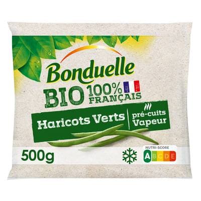 Bonduelle Haricots Verts Bio très fins 100% Français pré-cuits vapeur, 500g