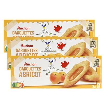 Auchan Barquettes goût abricot, Lot de 3x120g